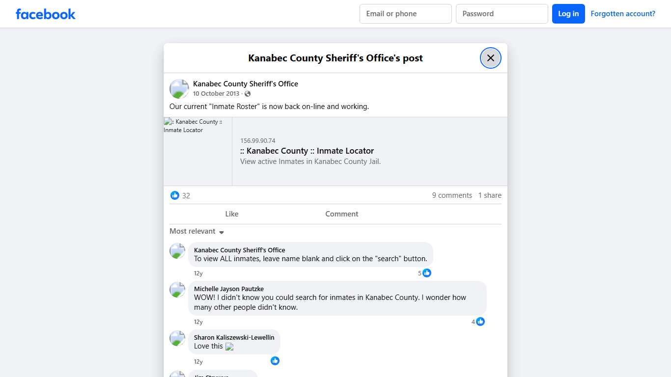 Our current "Inmate... - Kanabec County Sheriff's Office Facebook